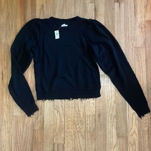 NWT AEO black distressed cropped sweater